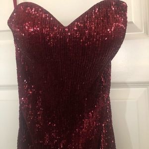 Red sequin prom dress